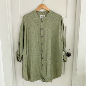 FLAX Green Checkered Tunic Top